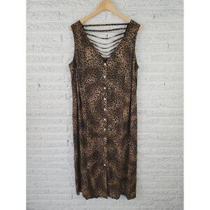 DGI Darian Womens Dress 20W Plus Shift Midi Sleeveless Brown Animal ANI43XE